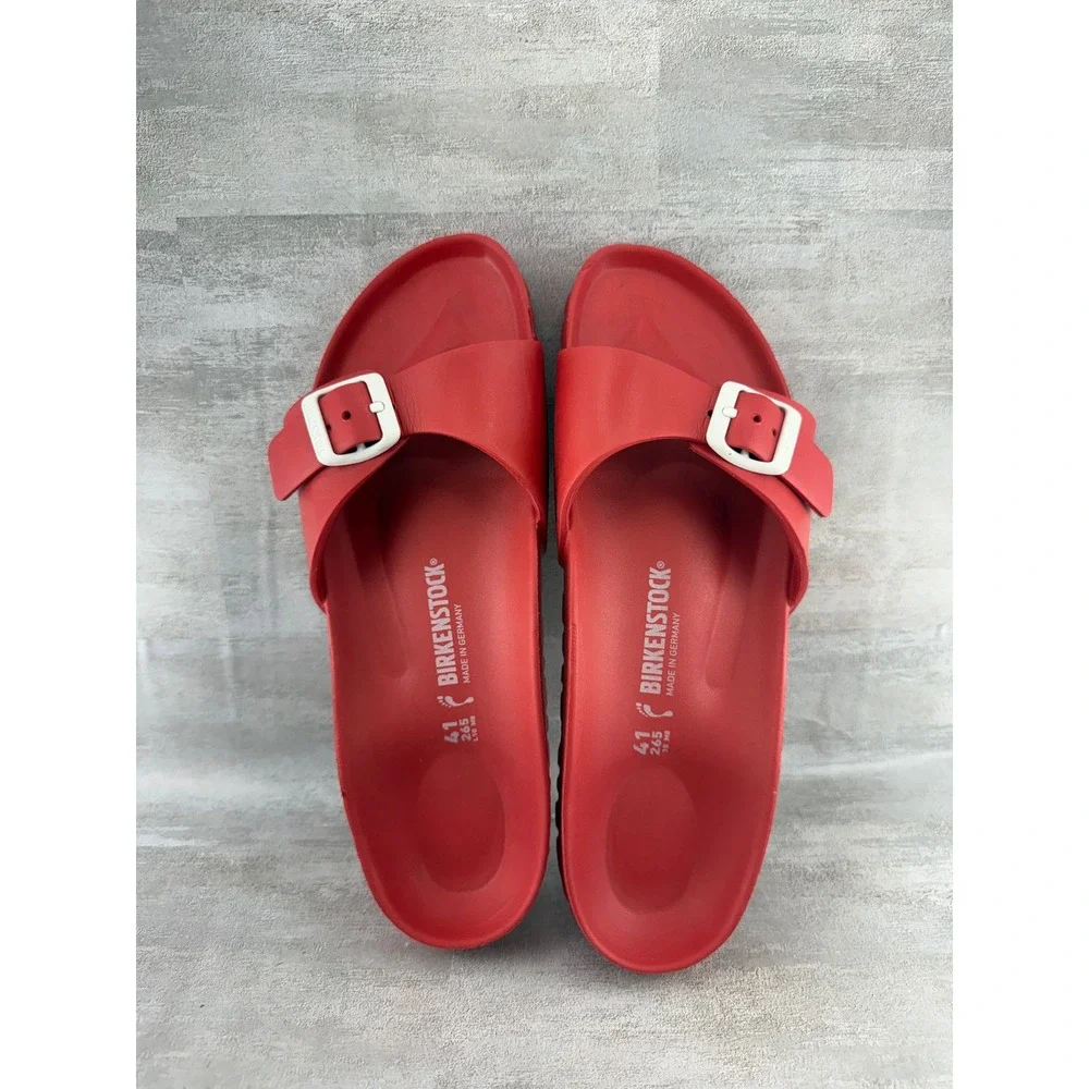Birkenstock Madrid EVA Red Slide Sandals Waterproof White Buckle Men 8 Womens 10